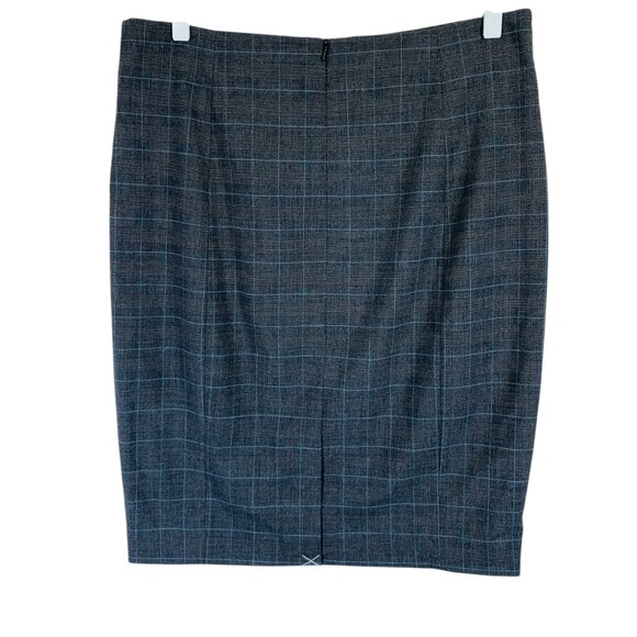 nwt  pencil Skirt Multi-Gray, teal navy plaid pattern women size 10 MEXX - Picture 6 of 11